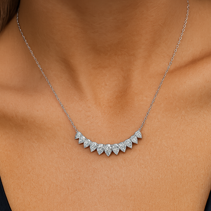 4.44 Carat Graduated Pear Diamond Necklace In 14K Gold Lab Grown