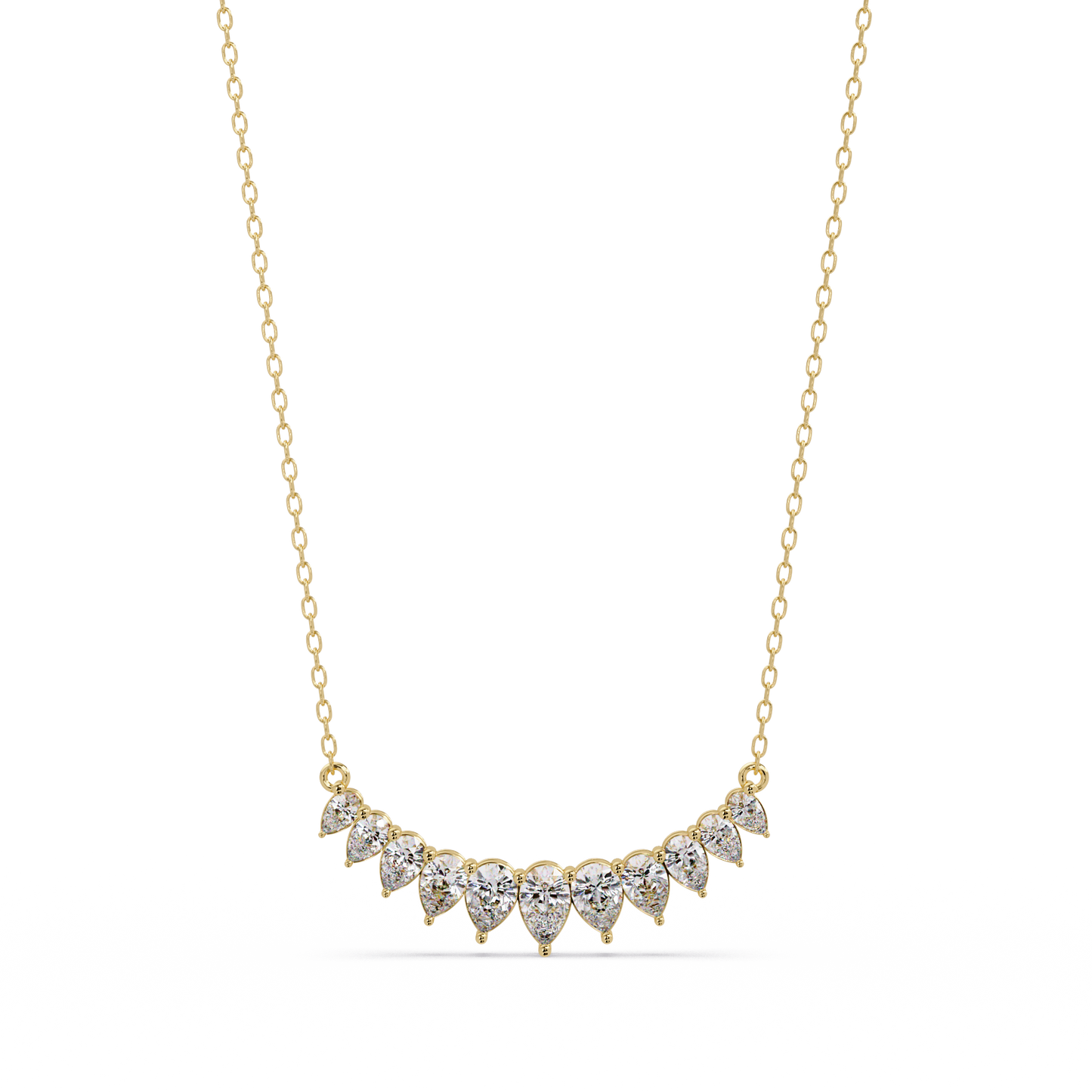 4.44 Carat Graduated Pear Diamond Necklace In 14K Gold Lab Grown