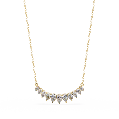 4.44 Carat Graduated Pear Diamond Necklace In 14K Gold Lab Grown