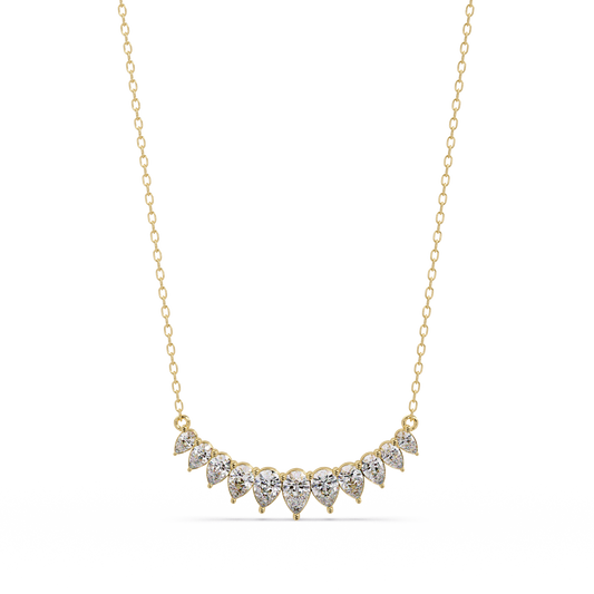4.44 Carat Graduated Pear Diamond Necklace In 14K Gold Lab Grown