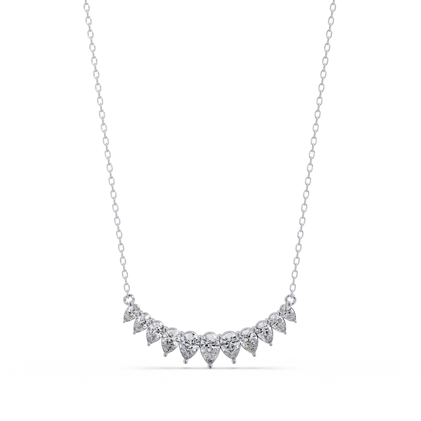 4.44 Carat Graduated Pear Diamond Necklace In 14K Gold Lab Grown