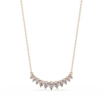 4.44 Carat Graduated Pear Diamond Necklace In 14K Gold Lab Grown