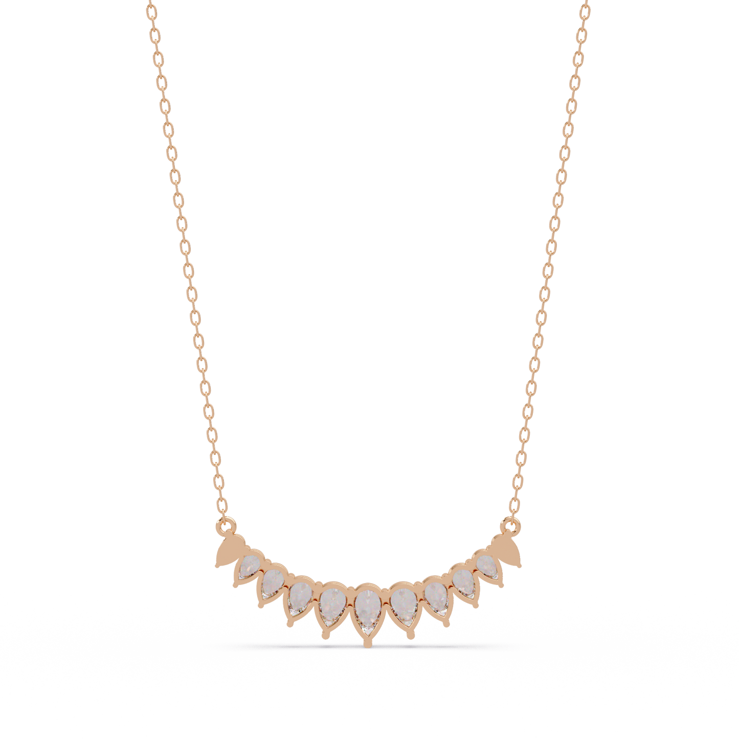 4.44 Carat Graduated Pear Diamond Necklace In 14K Gold Lab Grown