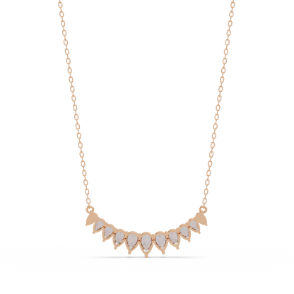 4.44 Carat Graduated Pear Diamond Necklace In 14K Gold Lab Grown