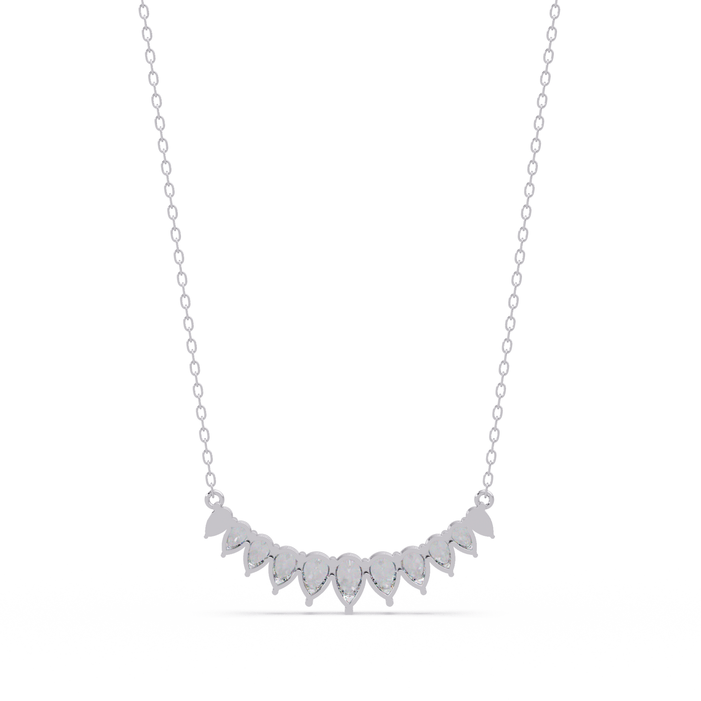 4.44 Carat Graduated Pear Diamond Necklace In 14K Gold Lab Grown