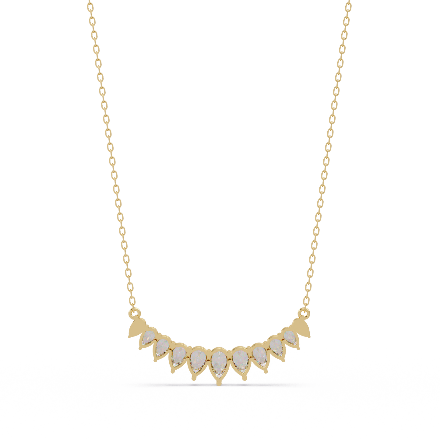 4.44 Carat Graduated Pear Diamond Necklace In 14K Gold Lab Grown