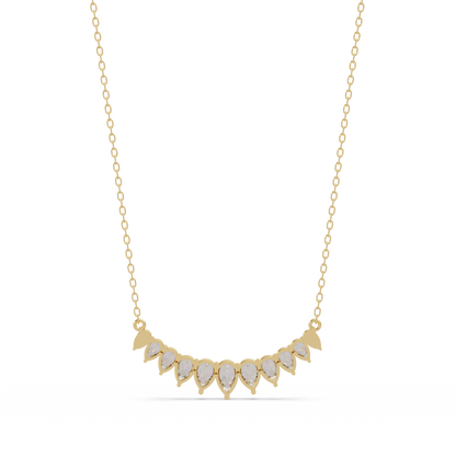 4.44 Carat Graduated Pear Diamond Necklace In 14K Gold Lab Grown