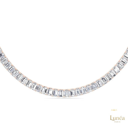 North South Emerald-Cut Lab Diamond Tennis Necklace