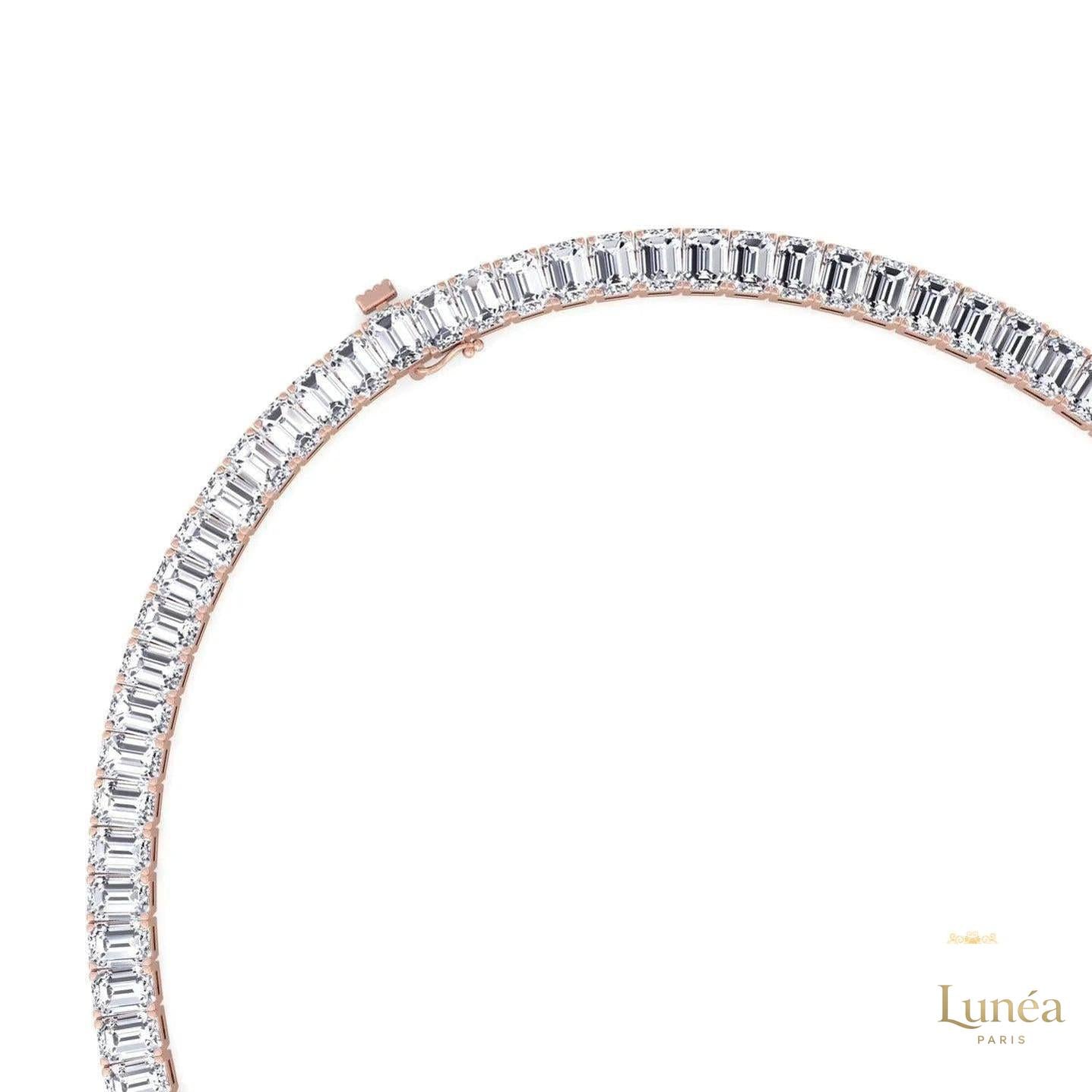 North South Emerald-Cut Lab Diamond Tennis Necklace