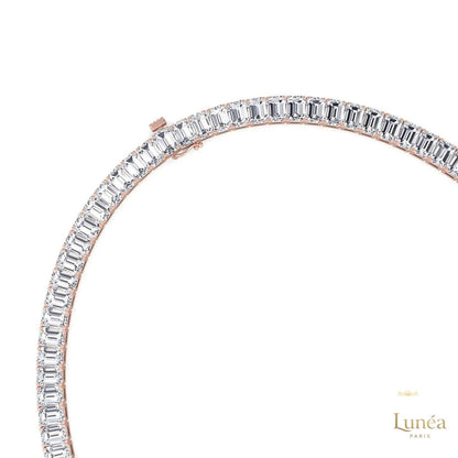 North South Emerald-Cut Lab Diamond Tennis Necklace