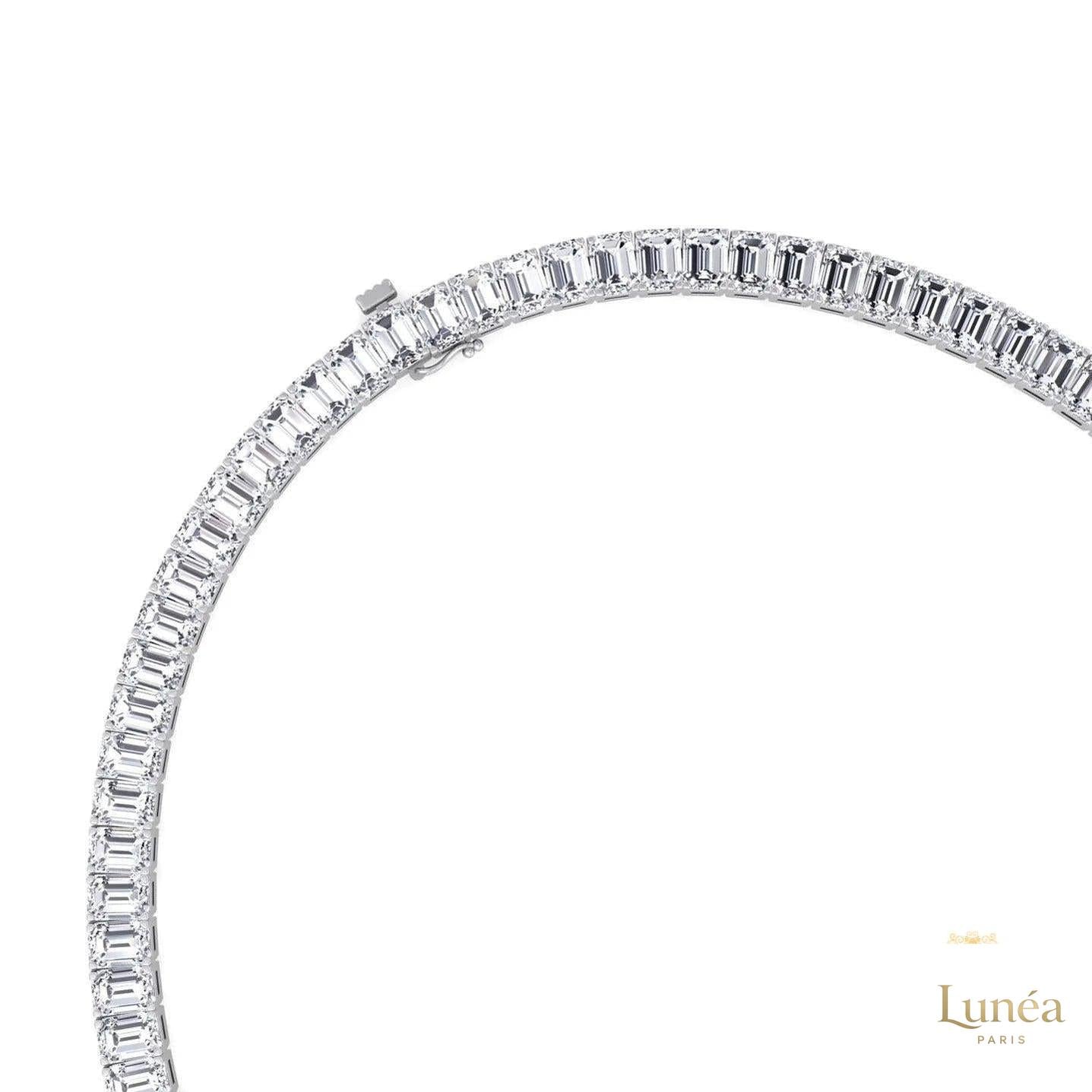 North South Emerald-Cut Lab Diamond Tennis Necklace