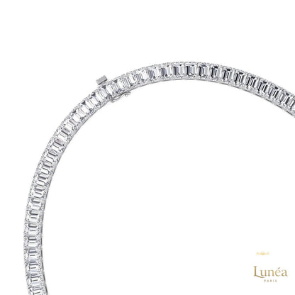 North South Emerald-Cut Lab Diamond Tennis Necklace