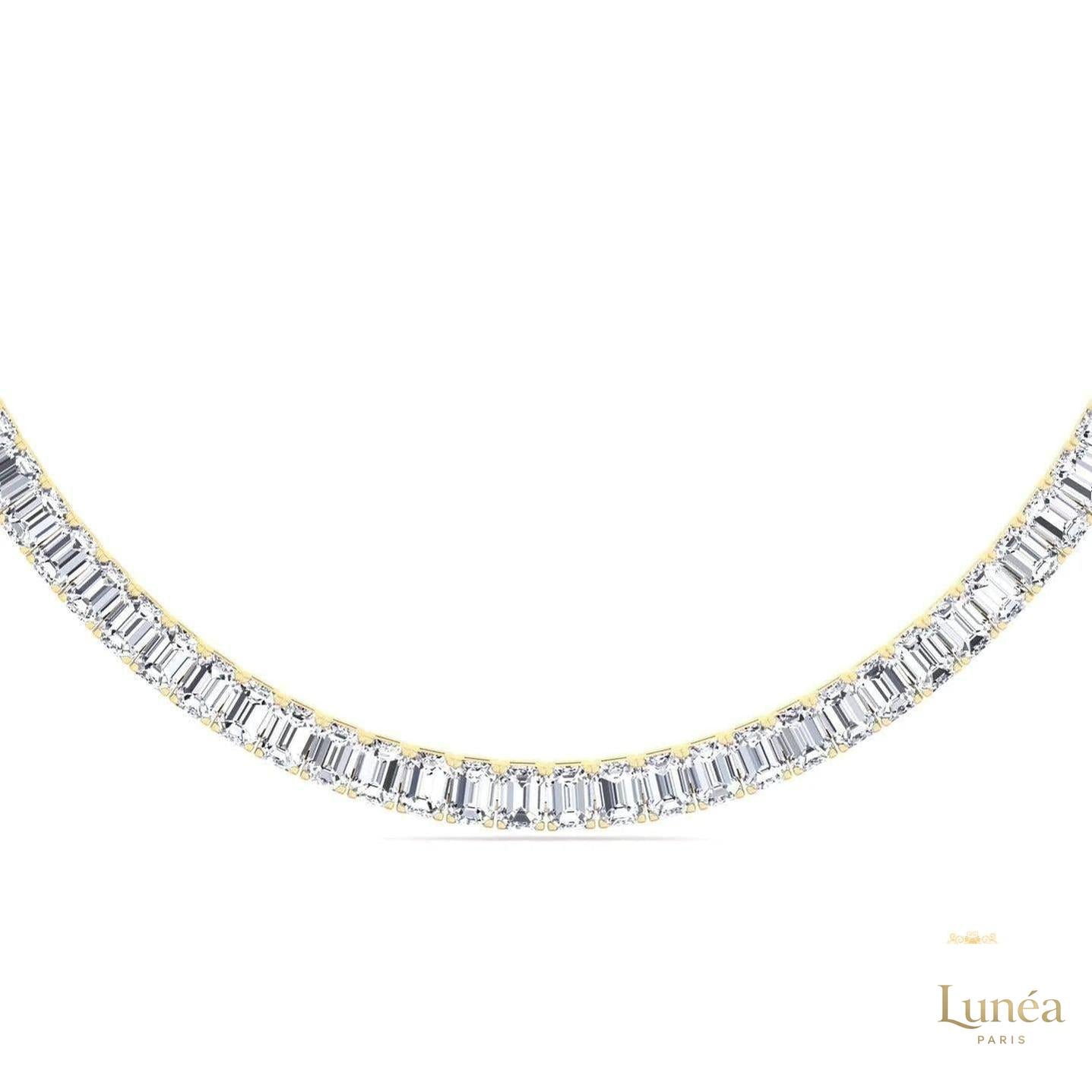 North South Emerald-Cut Lab Diamond Tennis Necklace