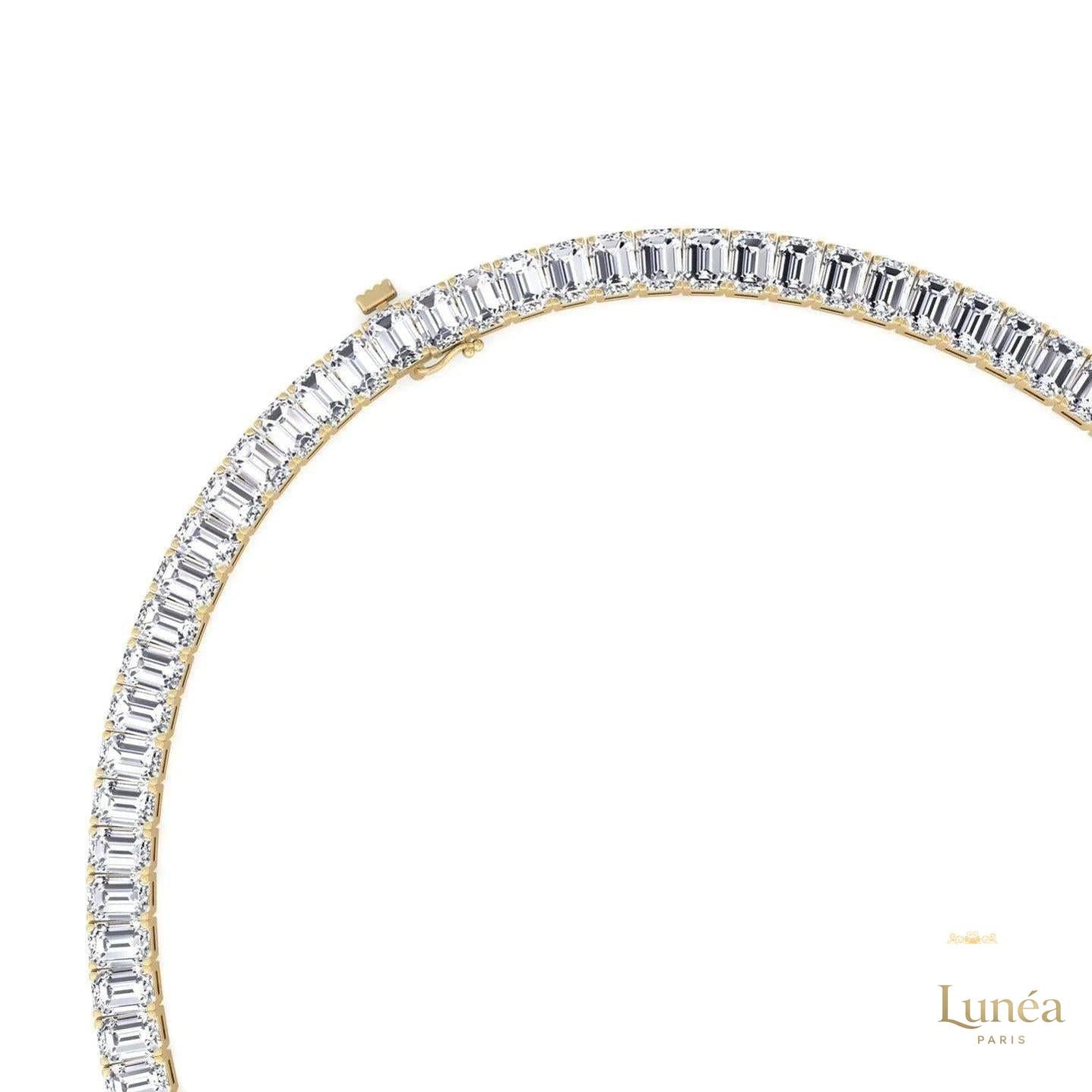 North South Emerald-Cut Lab Diamond Tennis Necklace