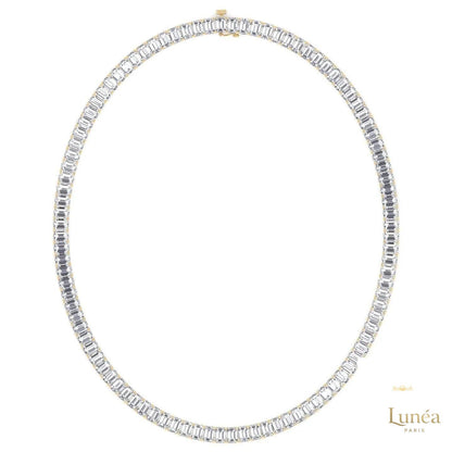 North South Emerald-Cut Lab Diamond Tennis Necklace