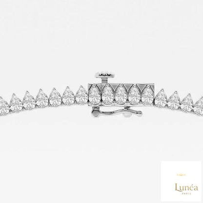 North South Pear-Cut Diamond Tennis Necklace