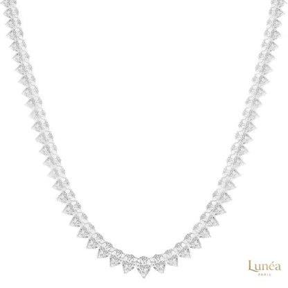 North South Pear-Cut Diamond Tennis Necklace