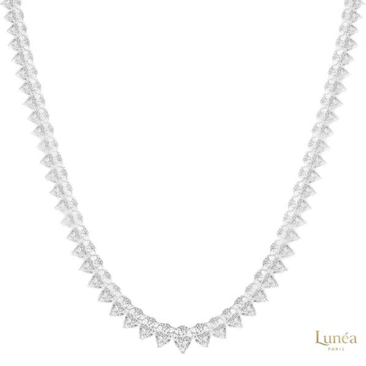 North South Pear-Cut Diamond Tennis Necklace