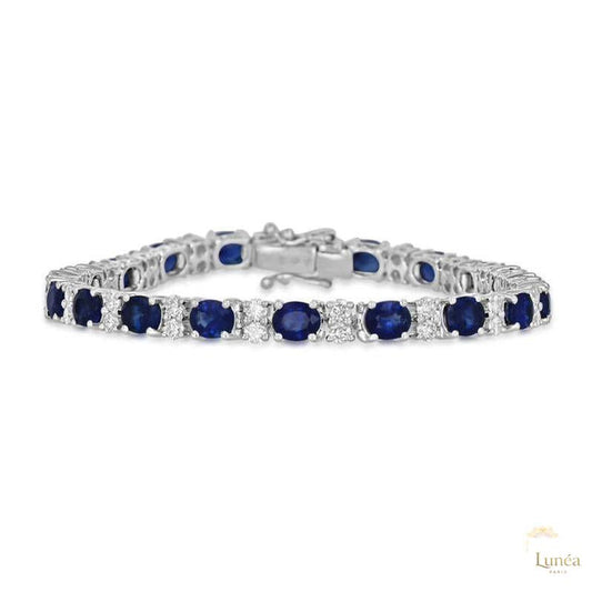 Oval Sapphire & Diamond Tennis Bracelet