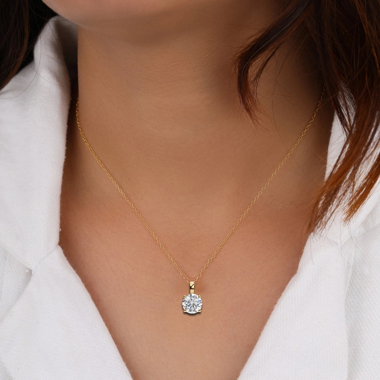 3.00 CT Cushion-Cut Lab-Grown Diamond Fleur-de-Lis Filigree Pendant Necklace in 14K Gold & Platinum