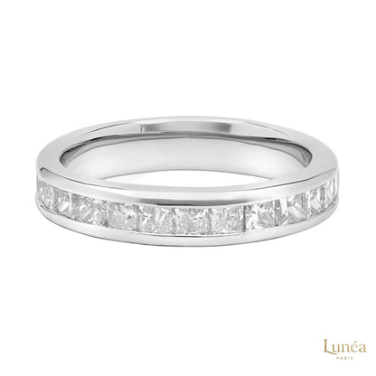 Princess-Cut Lab Diamond Channel Ring