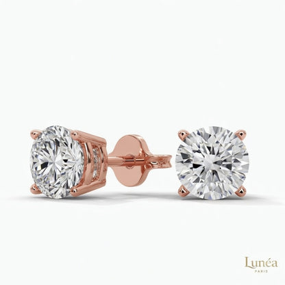 Lab Grown Diamond Stud Earrings – 1 to 4 CTW | 14K White, Yellow & Rose Gold
