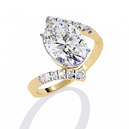 2.41 CTW Oval Lab-Grown Diamond Two-Tone Open Wrap Engagement Ring in 14K Gold