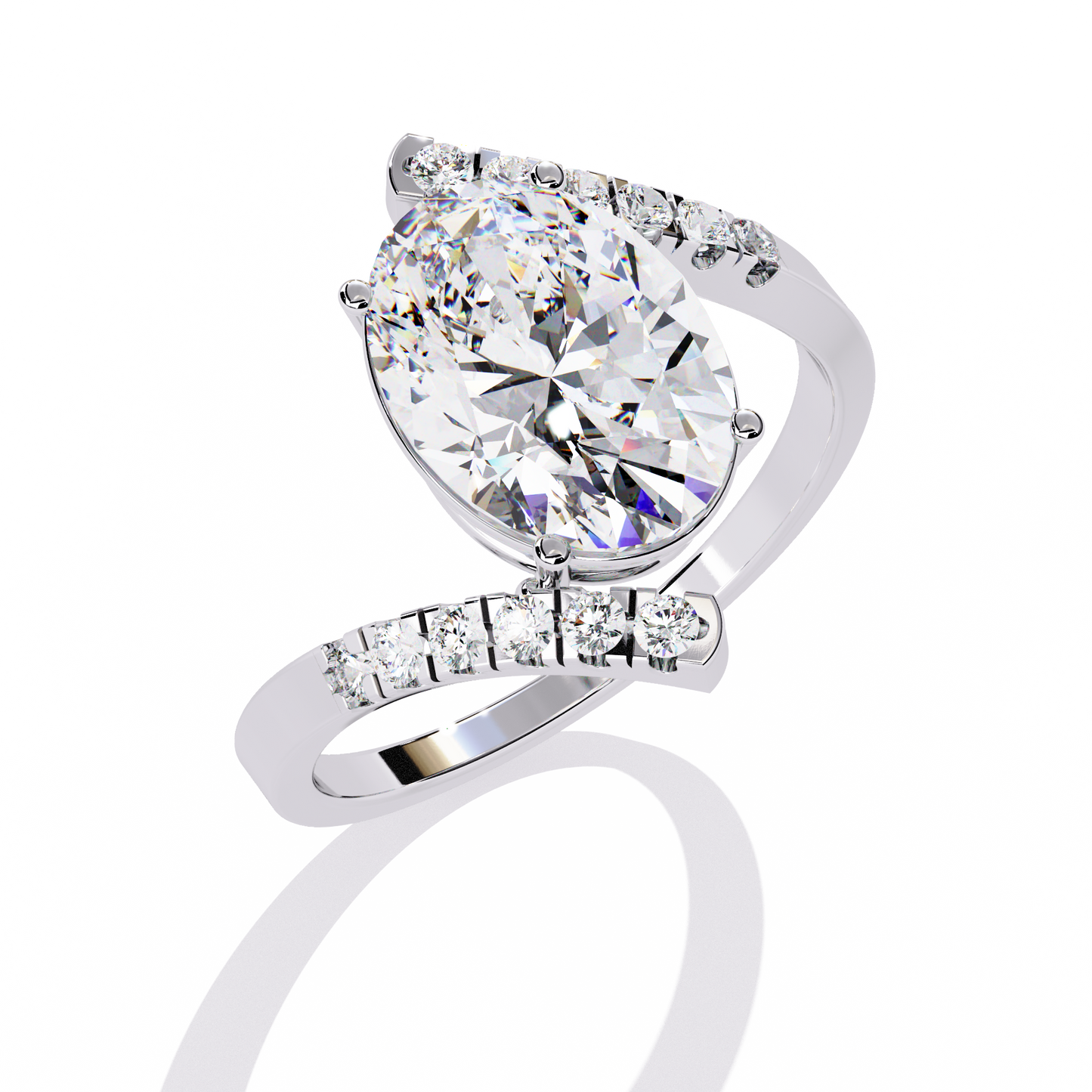 2.41 CTW Oval Lab-Grown Diamond Two-Tone Open Wrap Engagement Ring in 14K Gold