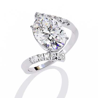 2.41 CTW Oval Lab-Grown Diamond Two-Tone Open Wrap Engagement Ring in 14K Gold
