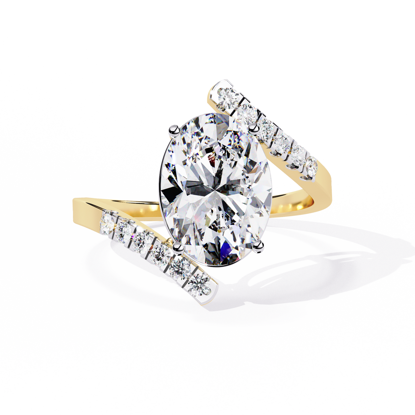 2.41 CTW Oval Lab-Grown Diamond Two-Tone Open Wrap Engagement Ring in 14K Gold