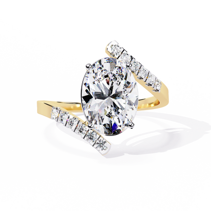 2.41 CTW Oval Lab-Grown Diamond Two-Tone Open Wrap Engagement Ring in 14K Gold