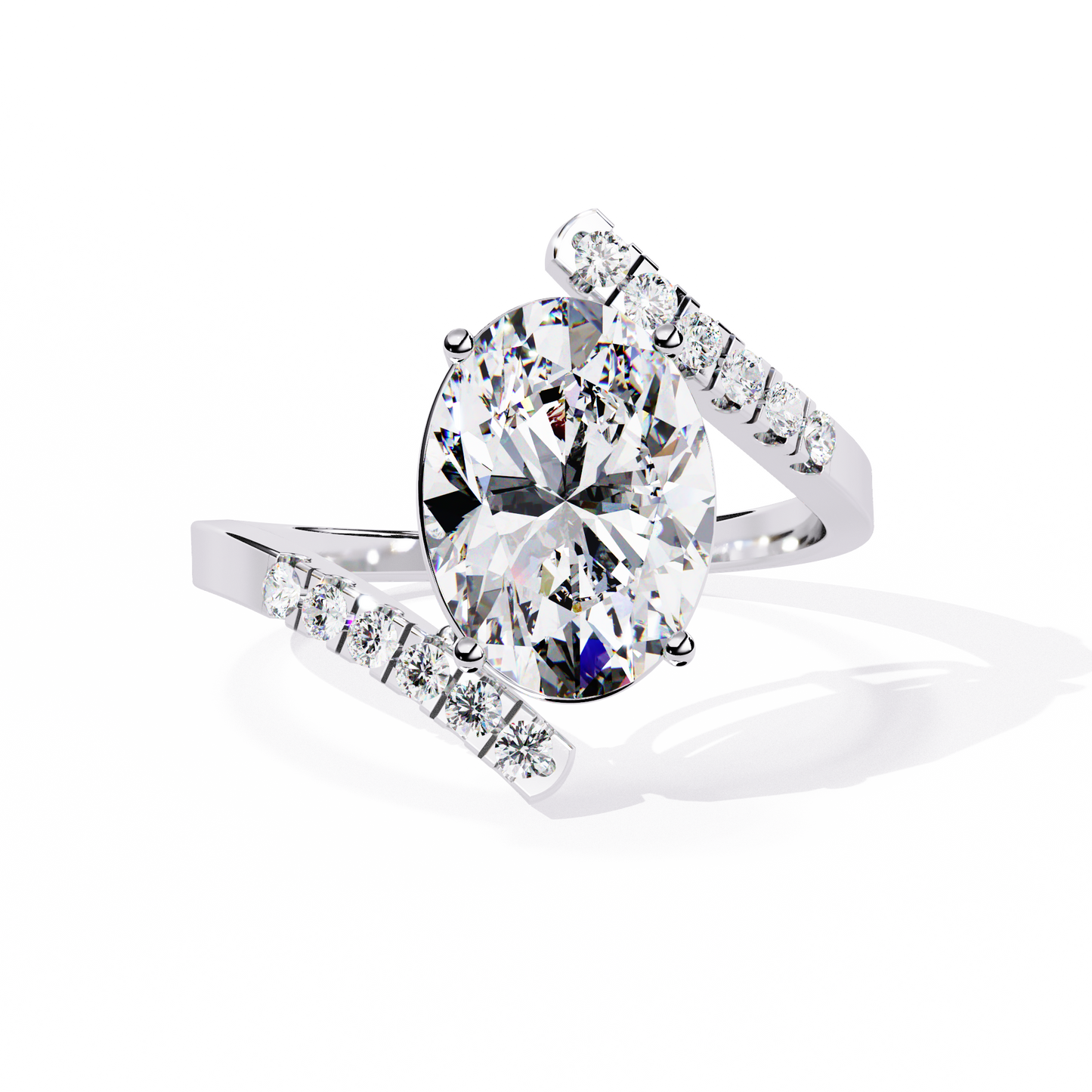 2.41 CTW Oval Lab-Grown Diamond Two-Tone Open Wrap Engagement Ring in 14K Gold