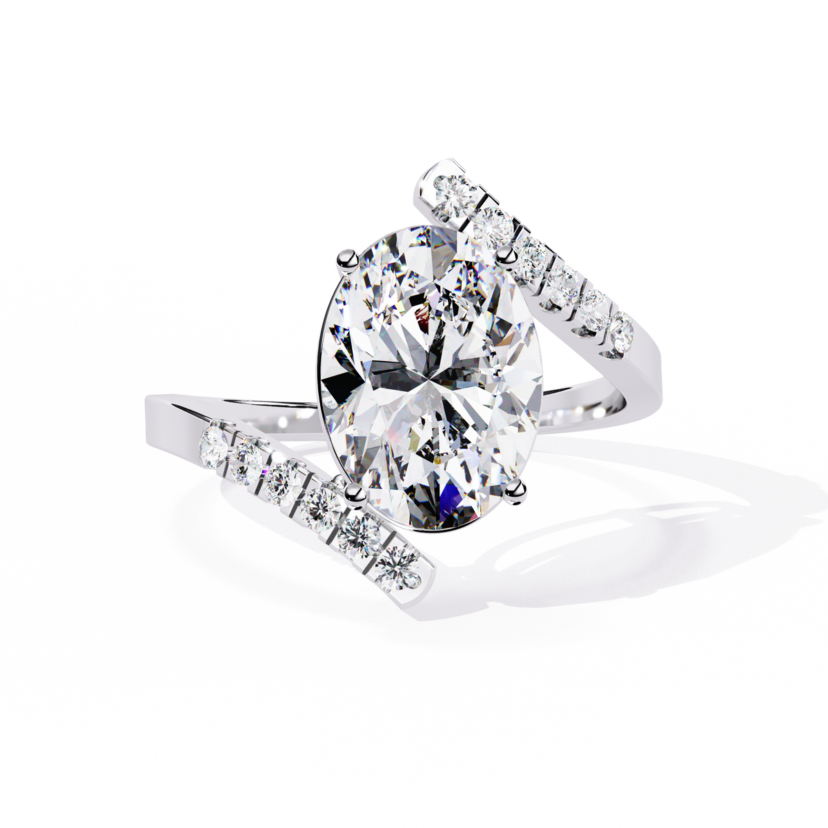 2.41 CTW Oval Lab-Grown Diamond Two-Tone Open Wrap Engagement Ring in 14K Gold