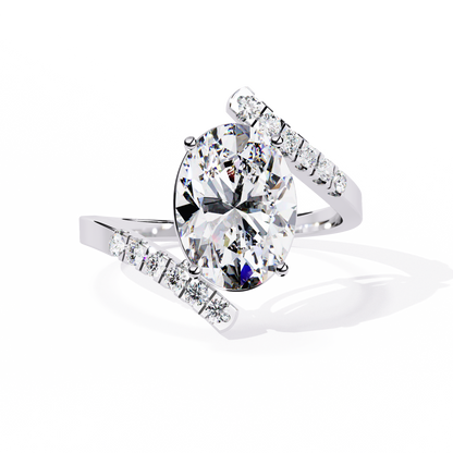 2.41 CTW Oval Lab-Grown Diamond Two-Tone Open Wrap Engagement Ring in 14K Gold