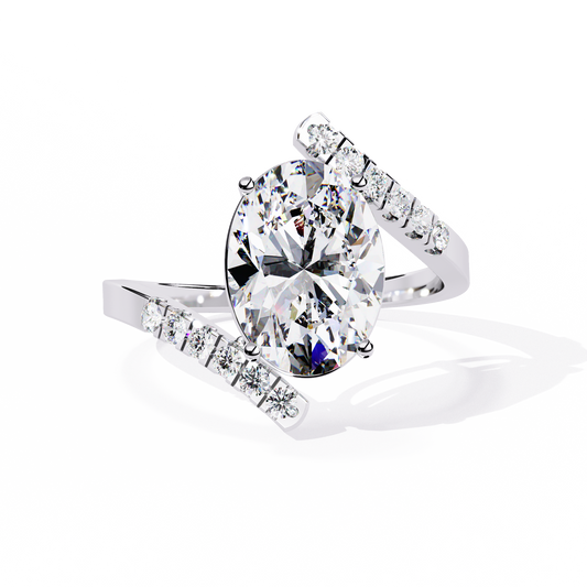 2.41 CTW Oval Lab-Grown Diamond Two-Tone Open Wrap Engagement Ring in 14K Gold