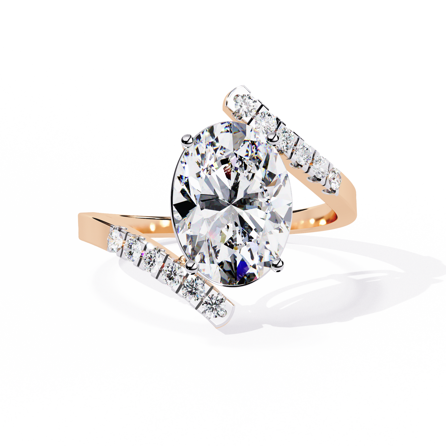 2.41 CTW Oval Lab-Grown Diamond Two-Tone Open Wrap Engagement Ring in 14K Gold
