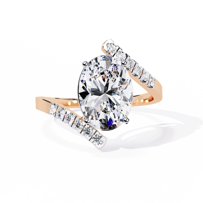 2.41 CTW Oval Lab-Grown Diamond Two-Tone Open Wrap Engagement Ring in 14K Gold
