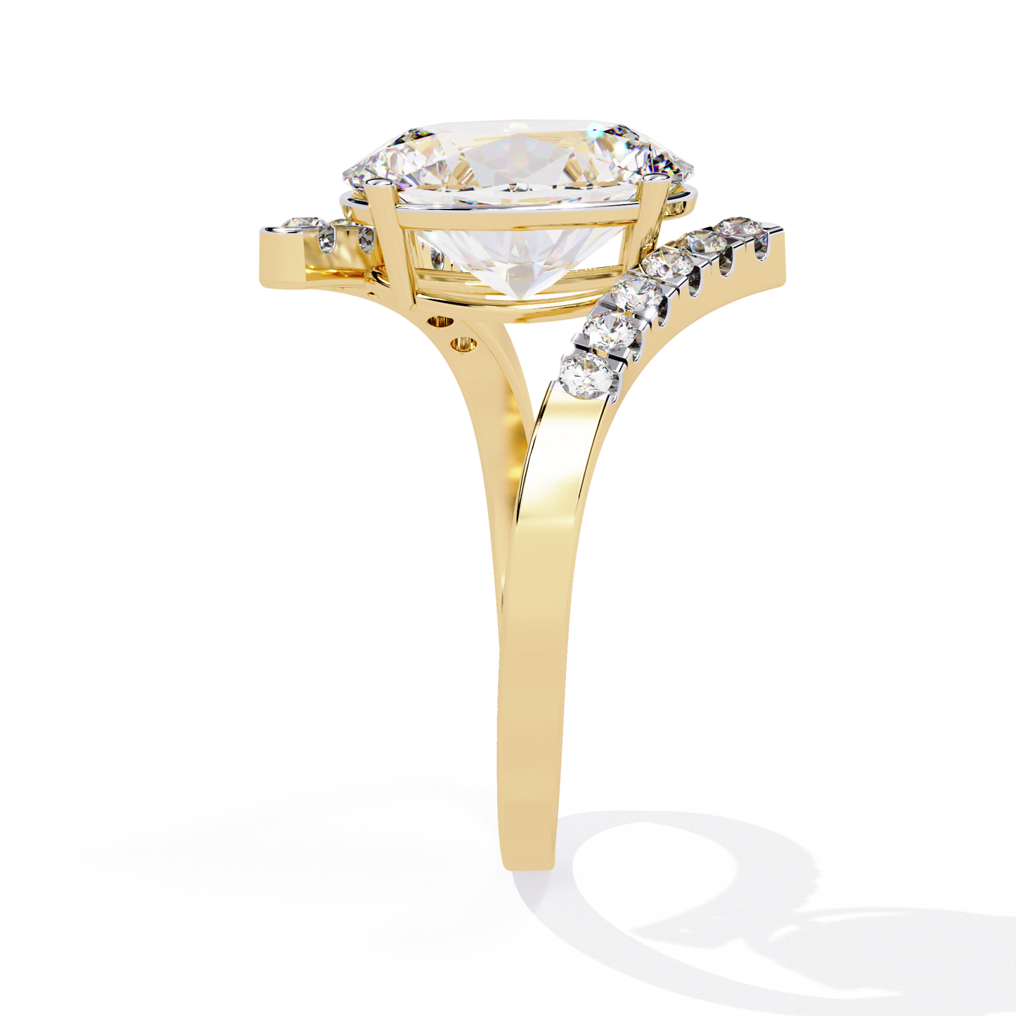 2.41 CTW Oval Lab-Grown Diamond Two-Tone Open Wrap Engagement Ring in 14K Gold