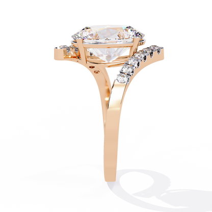 2.41 CTW Oval Lab-Grown Diamond Two-Tone Open Wrap Engagement Ring in 14K Gold