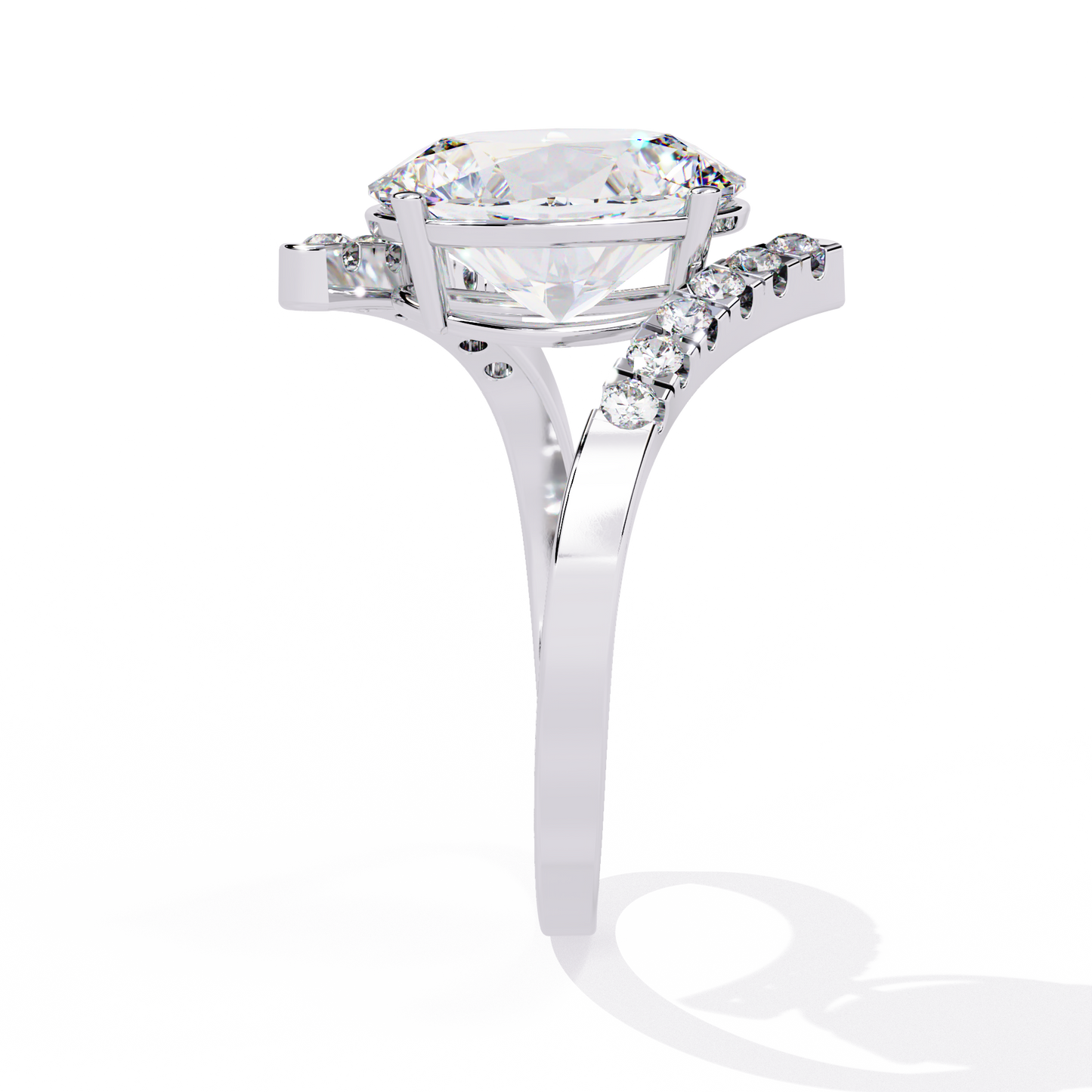 2.41 CTW Oval Lab-Grown Diamond Two-Tone Open Wrap Engagement Ring in 14K Gold