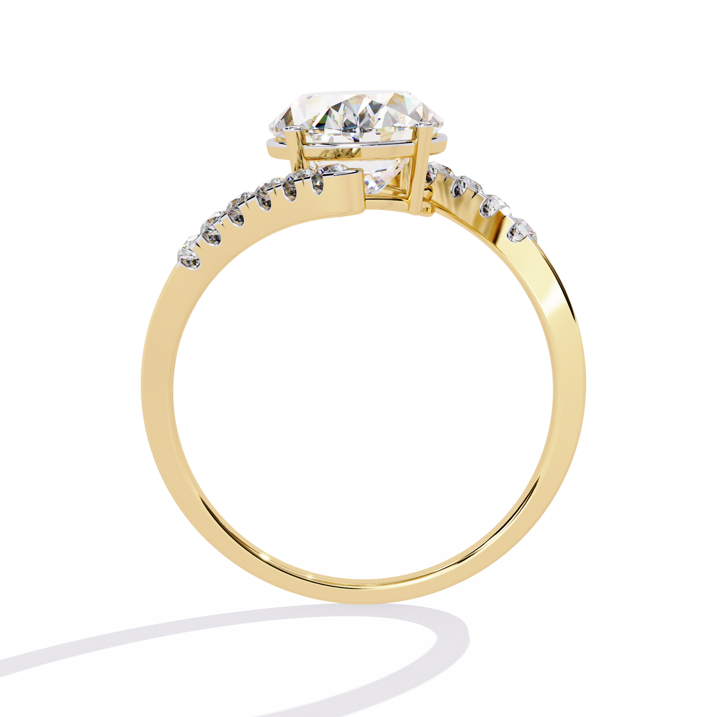 2.41 CTW Oval Lab-Grown Diamond Two-Tone Open Wrap Engagement Ring in 14K Gold