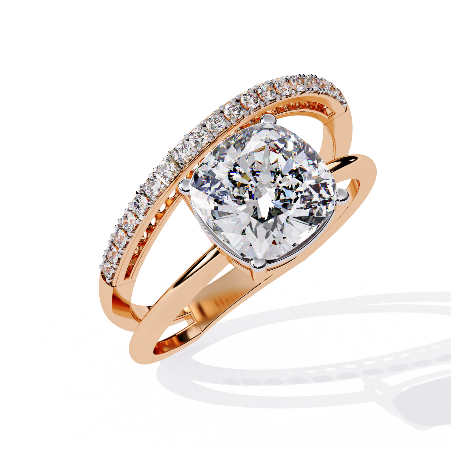 2.41 CTW Cushion-Cut Lab-Grown Diamond Open Wrap Engagement Ring Set in 14K Gold