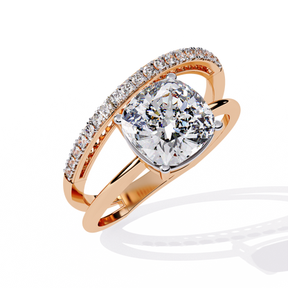 2.41 CTW Cushion-Cut Lab-Grown Diamond Open Wrap Engagement Ring Set in 14K Gold