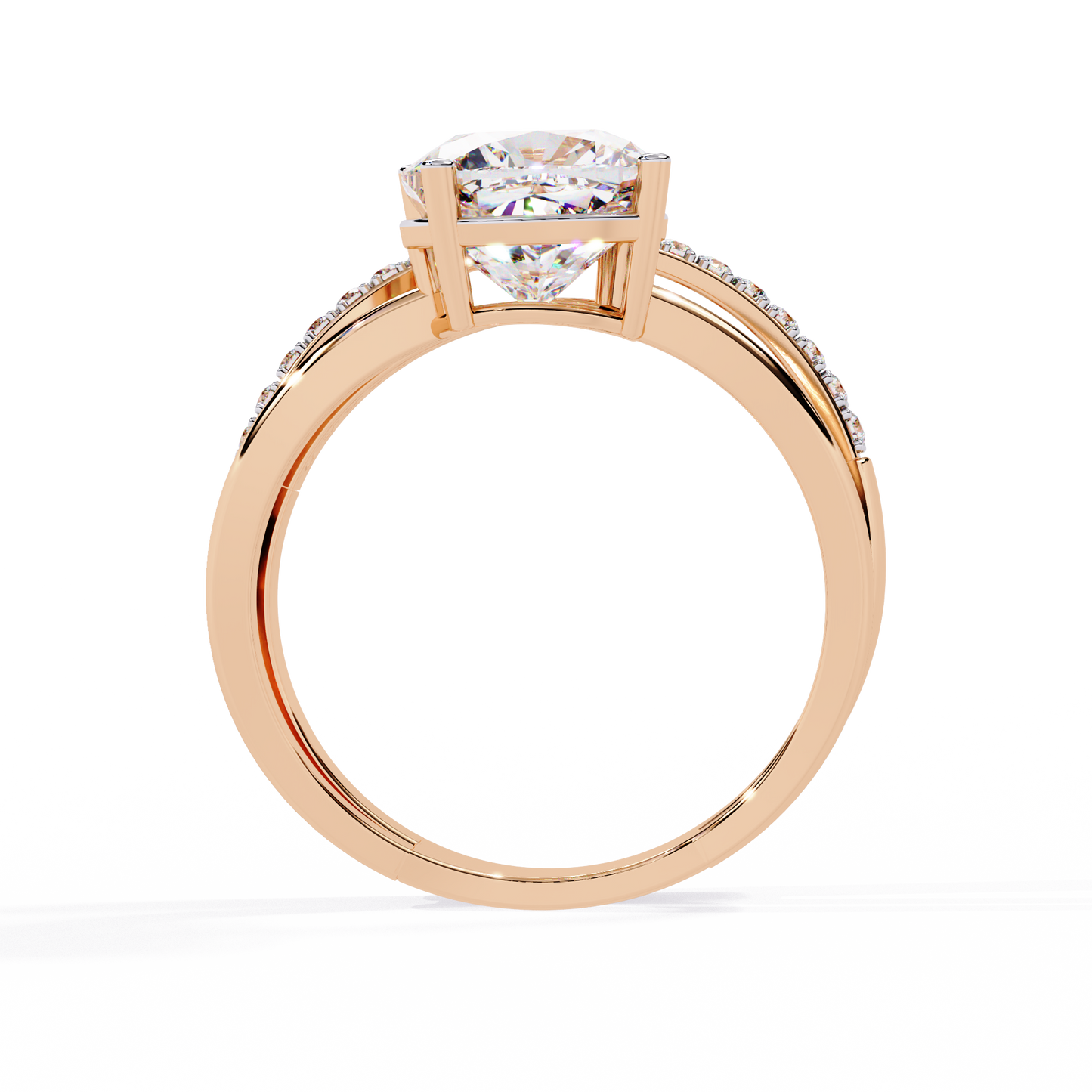 2.41 CTW Cushion-Cut Lab-Grown Diamond Open Wrap Engagement Ring Set in 14K Gold