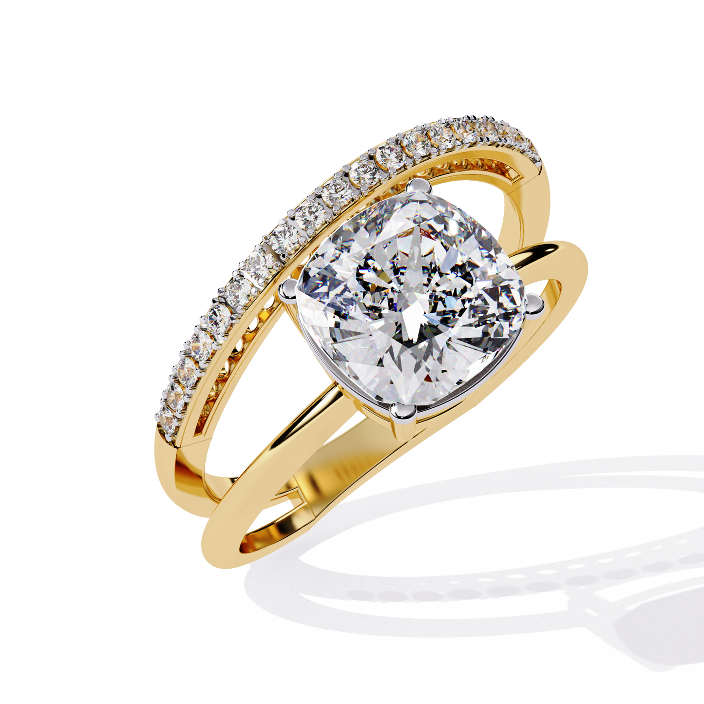 2.41 CTW Cushion-Cut Lab-Grown Diamond Open Wrap Engagement Ring Set in 14K Gold
