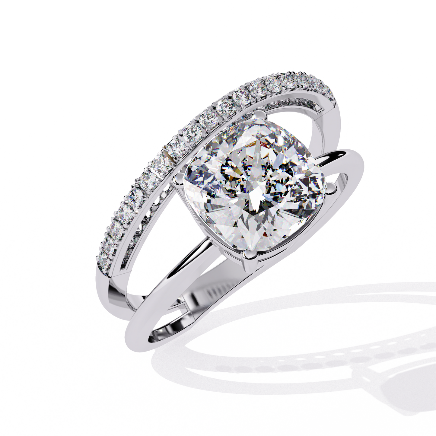2.41 CTW Cushion-Cut Lab-Grown Diamond Open Wrap Engagement Ring Set in 14K Gold