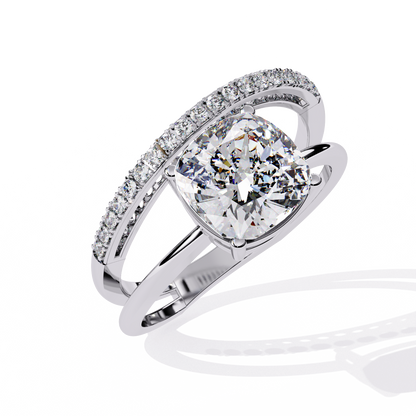 2.41 CTW Cushion-Cut Lab-Grown Diamond Open Wrap Engagement Ring Set in 14K Gold