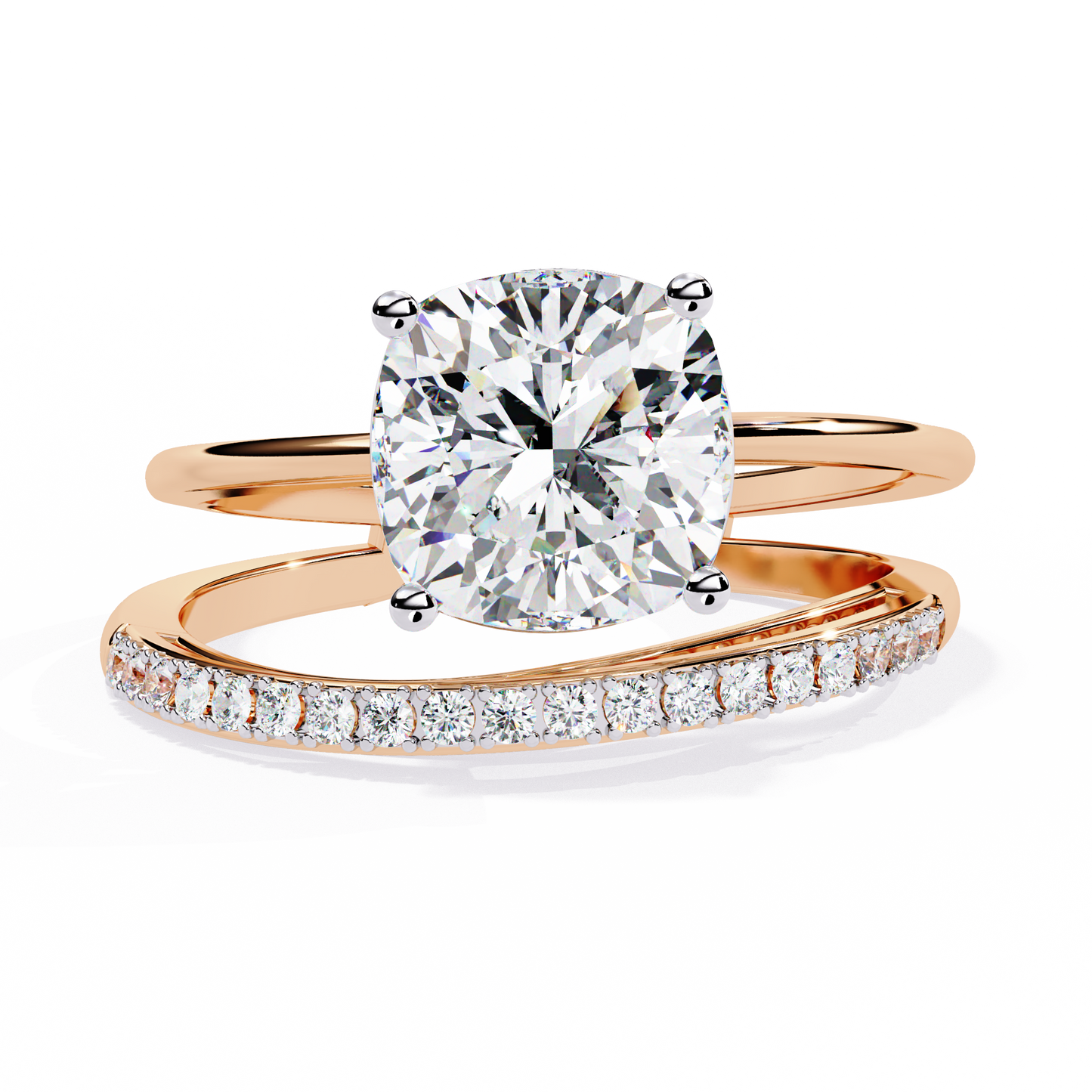 2.41 CTW Cushion-Cut Lab-Grown Diamond Open Wrap Engagement Ring Set in 14K Gold