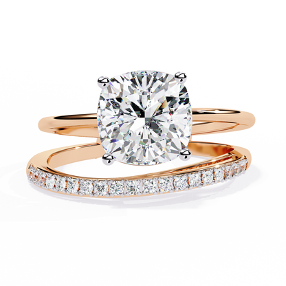 2.41 CTW Cushion-Cut Lab-Grown Diamond Open Wrap Engagement Ring Set in 14K Gold