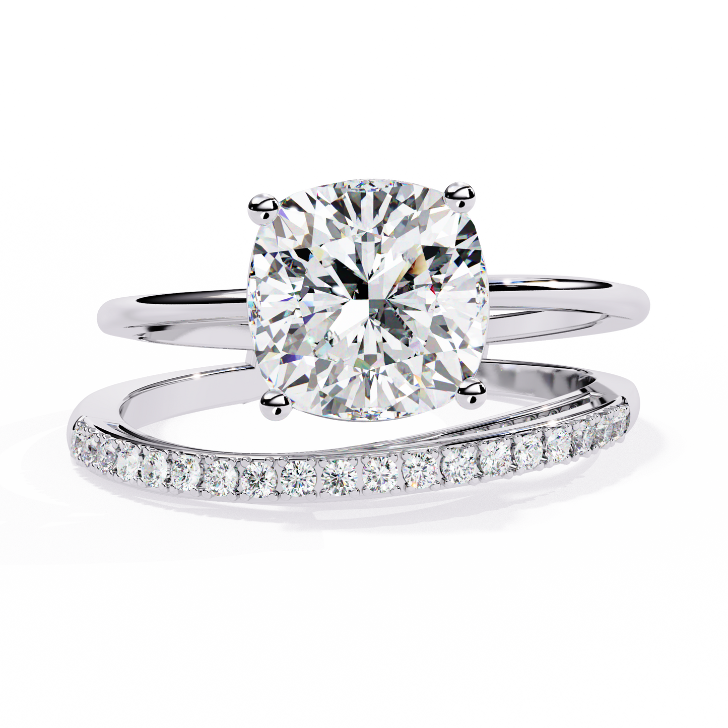 2.41 CTW Cushion-Cut Lab-Grown Diamond Open Wrap Engagement Ring Set in 14K Gold